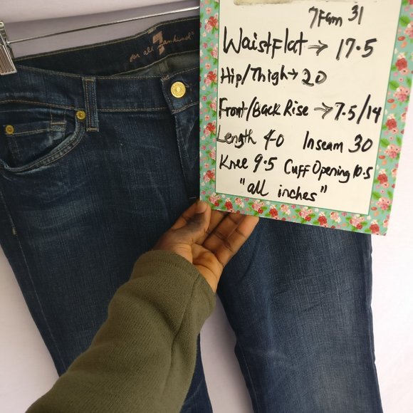 7fam Dojo Bootcut Jeans embroidered Logo Pockets w29 +MEASUREMENT - Picture 3 of 4